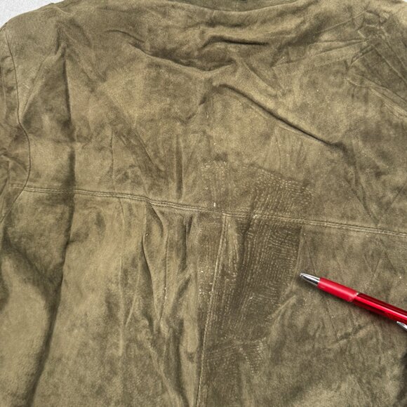 Y2K Jessica Holbrook Suede Jacket Olive Green Button Front Leather Size S Small - Picture 8 of 15